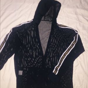 Mesh track hooded sweater #407